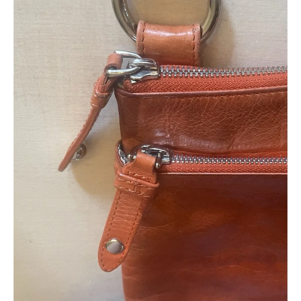 Hobo Brand Orange Leather Shoulder Bag Boho‎